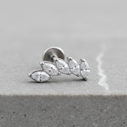 Luna - Titanium Curved Marquise Stud