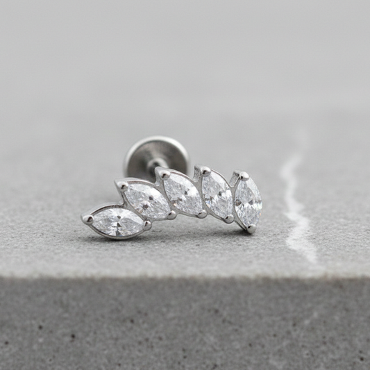 Luna - Titanium Curved Marquise Stud