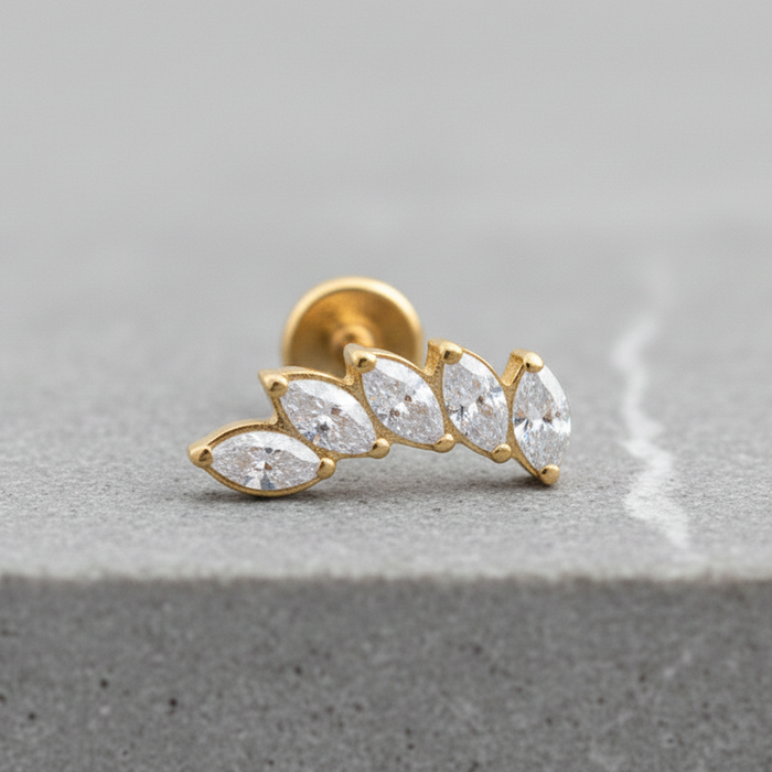 Luna - Titanium Curved Marquise Stud