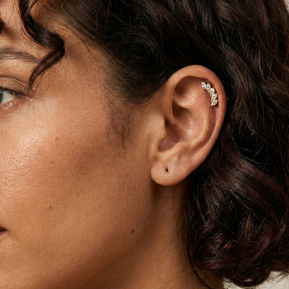 Luna - Titanium Curved Marquise Stud