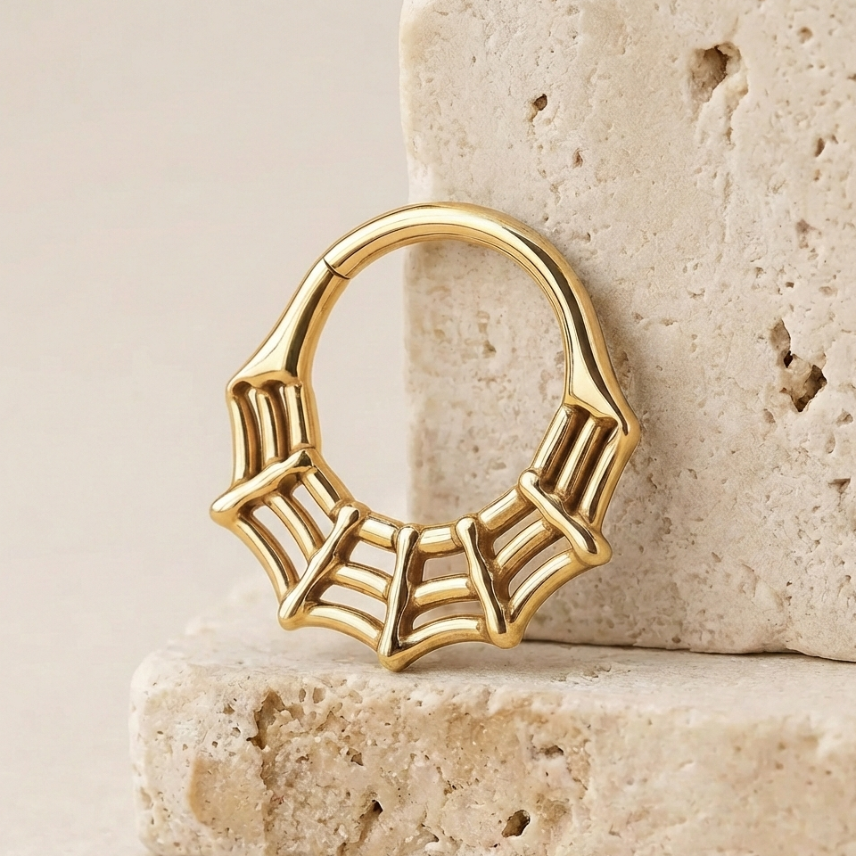 Lyra - Titanium Spiderweb Daith Ring