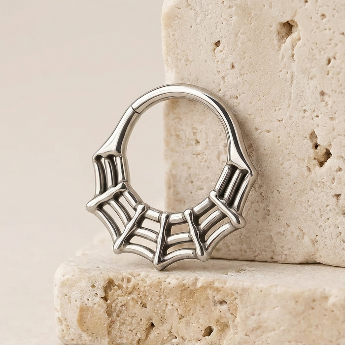 Lyra - Titanium Spiderweb Daith Ring
