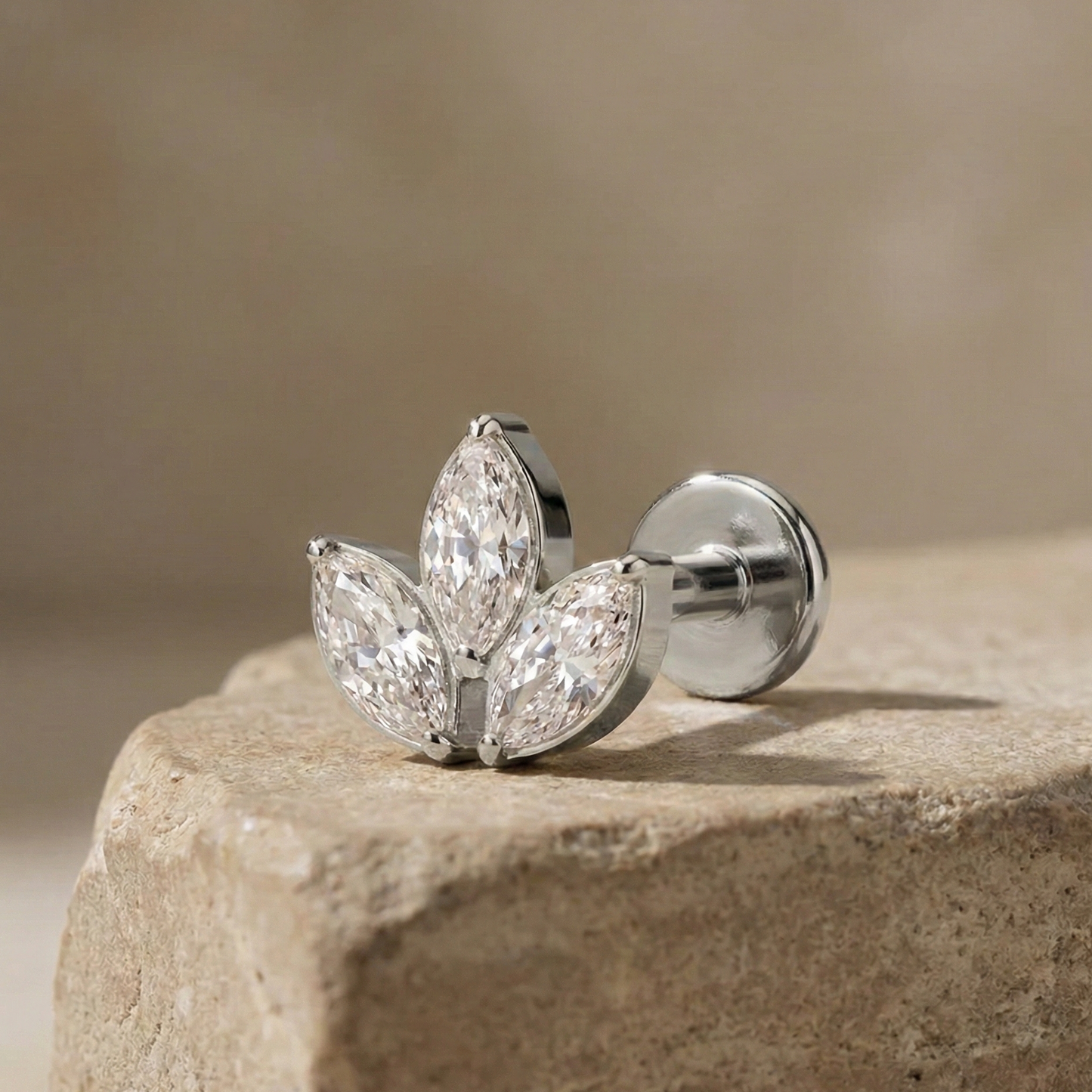 Maha - Titanium 3 Leaf Stud