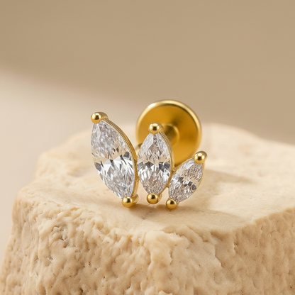 Maya - Titanium Three Leaf Marquise Stud