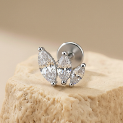 Maya - Titanium Three Leaf Marquise Stud