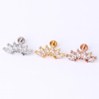 Mia - Surgical Steel Threadless Marquise Fan Stud