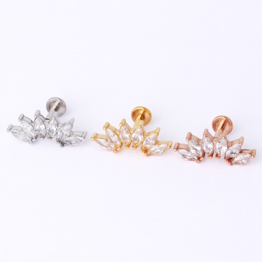 Mia - Surgical Steel Threadless Marquise Fan Stud