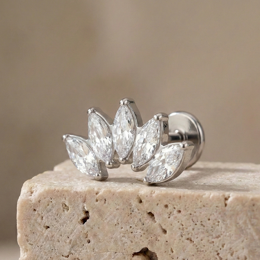 Mia - Titanium Marquise Curved Stud