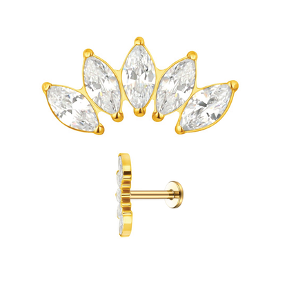 Mia - Titanium Marquise Curved Stud