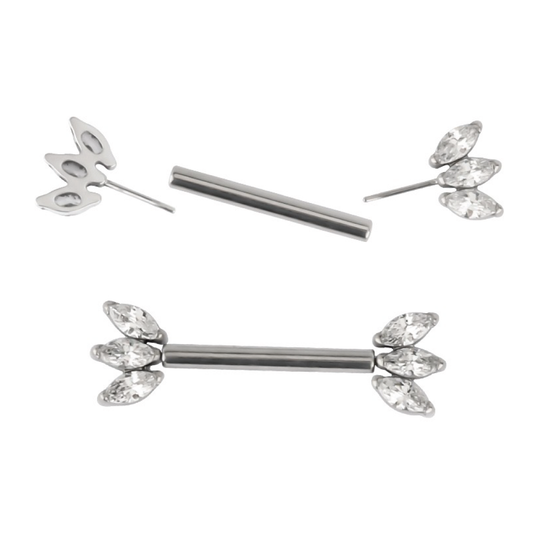 Nari - Titanium Threadless Tristone Nipple Bar