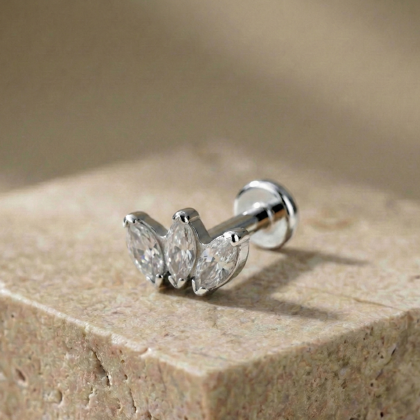 Olivia - Titanium Tristone Marquise Stud