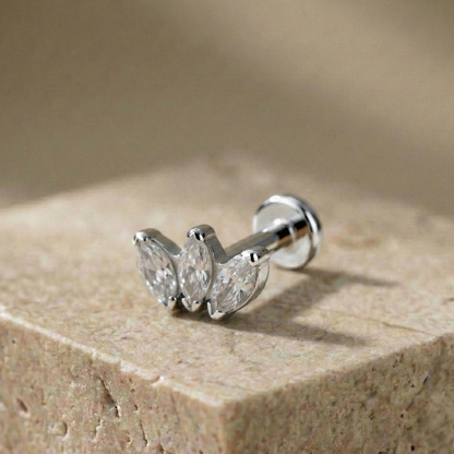 Olivia - Titanium Tristone Marquise Stud