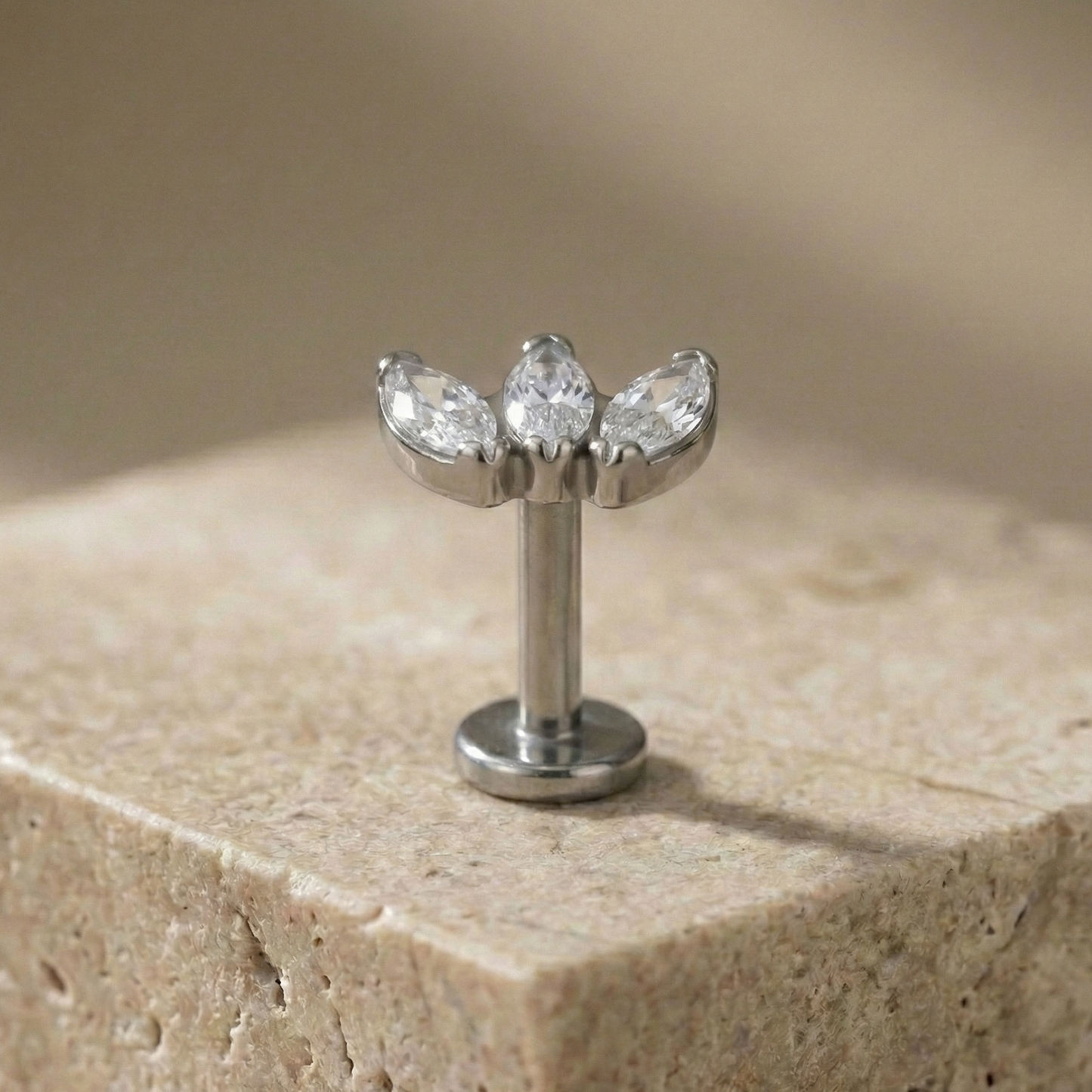Olivia - Titanium Tristone Marquise Stud