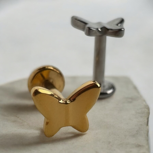 Aria - Titanium Threadless Butterfly Stud