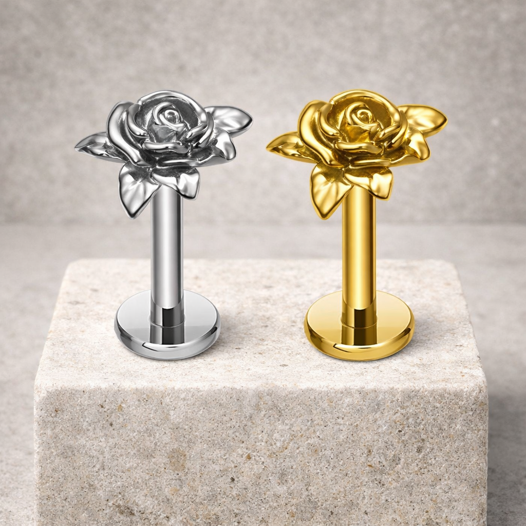 Rosa - Titanium Rose Stud