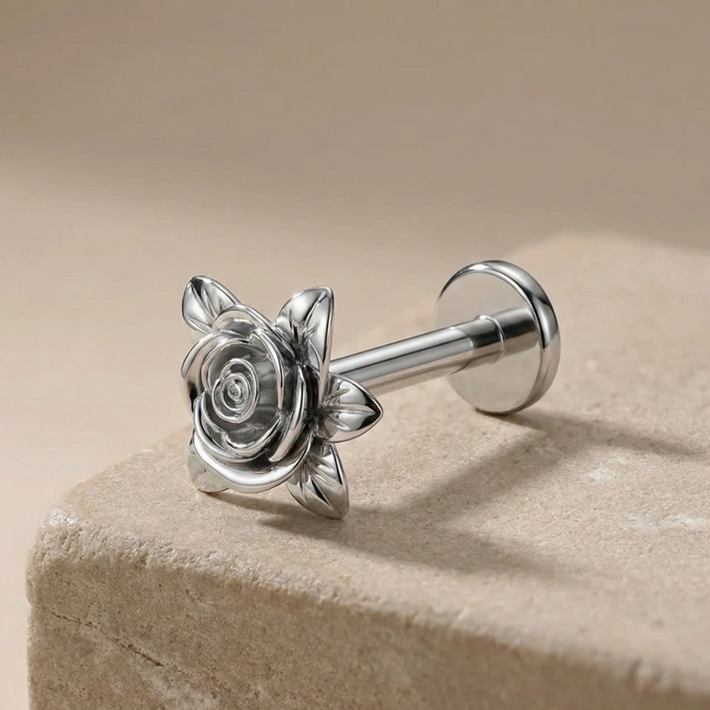 Rosa - Titanium Rose Stud
