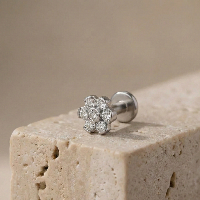 Rosita - Titanium Flower Stud – hypoallergenic piercing jewellery by Cura