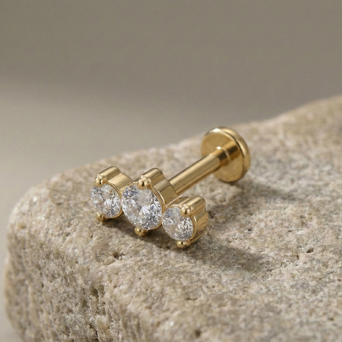Sahar - Titanium Tristone Blaze Stud – hypoallergenic piercing jewellery by Cura
