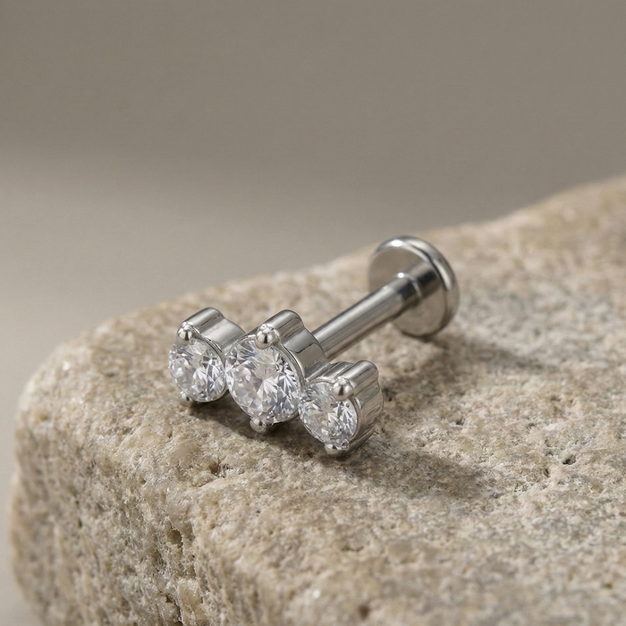 Sahar - Titanium Tristone Blaze Stud