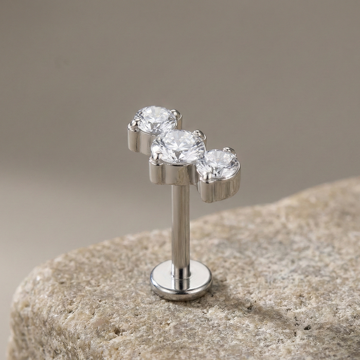 Sahar - Titanium Tristone Blaze Stud