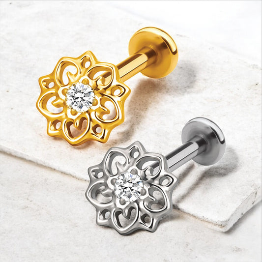 Salma - Titanium Filigree Blossom Stud