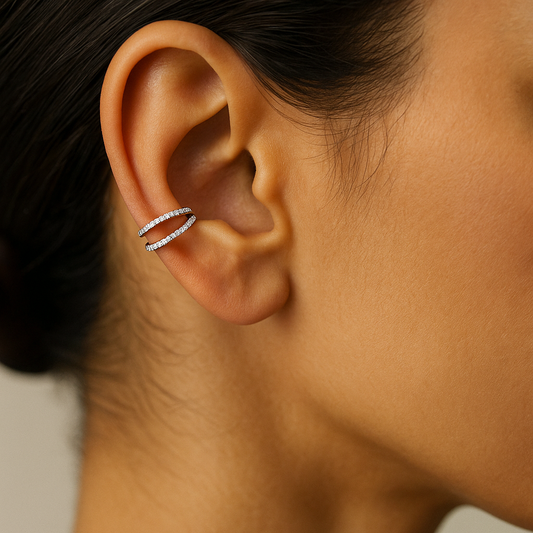 Sana - Titanium Double Layer Paved Segment Ring