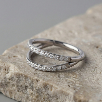 Sana - Titanium Double Layer Paved Segment Ring