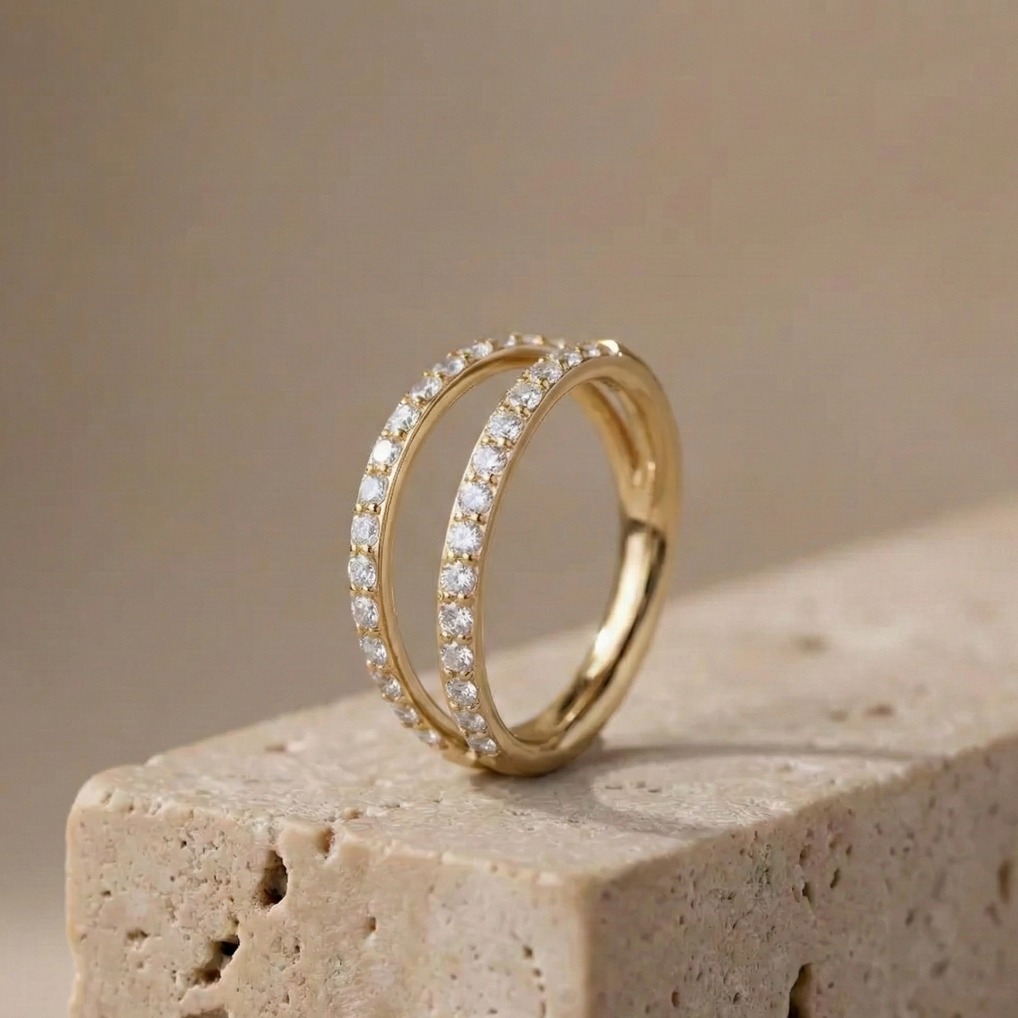 Sana - Titanium Double Layer Paved Segment Ring