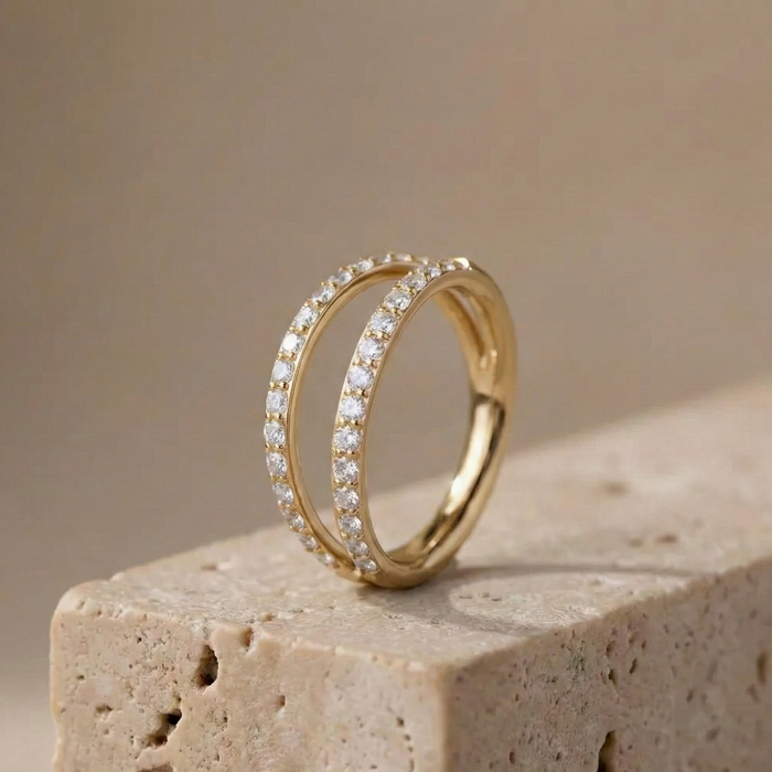 Sana - Titanium Double Layer Paved Segment Ring