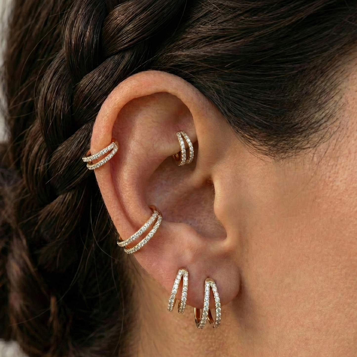 Sana - Titanium Double Layer Paved Segment Ring