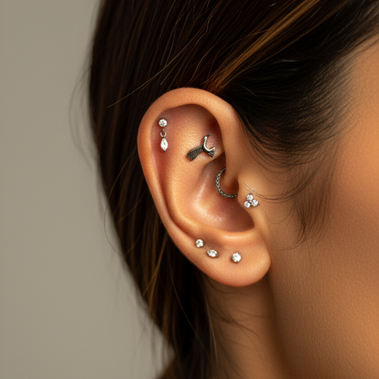 Camila - Titanium Marquise Dangle Chain Stud