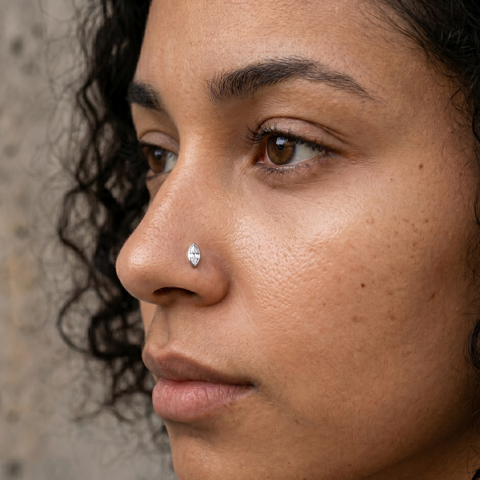 Selene - Titanium Marquise Nose Screw – hypoallergenic piercing jewellery by Cura