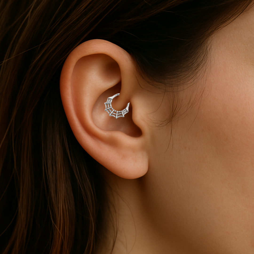 Lyra - Titanium Spiderweb Daith Ring