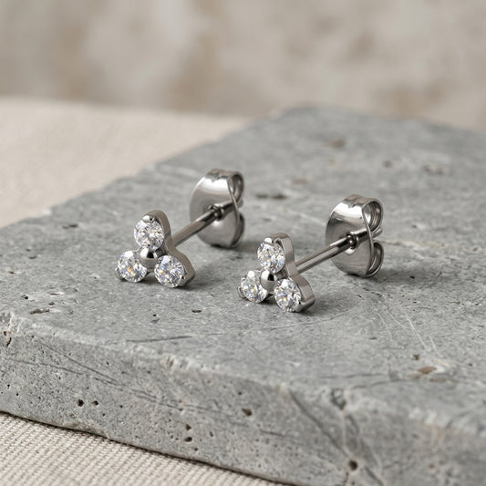 Tamara - Titanium Trinity Studs (Butterfly Back)