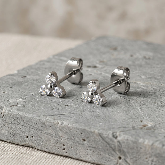 Tamara - Titanium Trinity Studs (Butterfly Back)