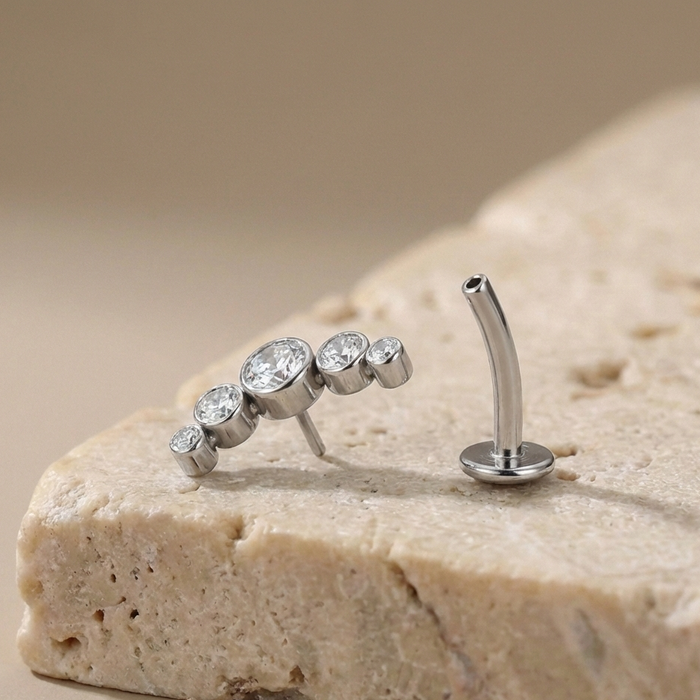 Tia - Titanium Floating Multi-stone Belly Ring