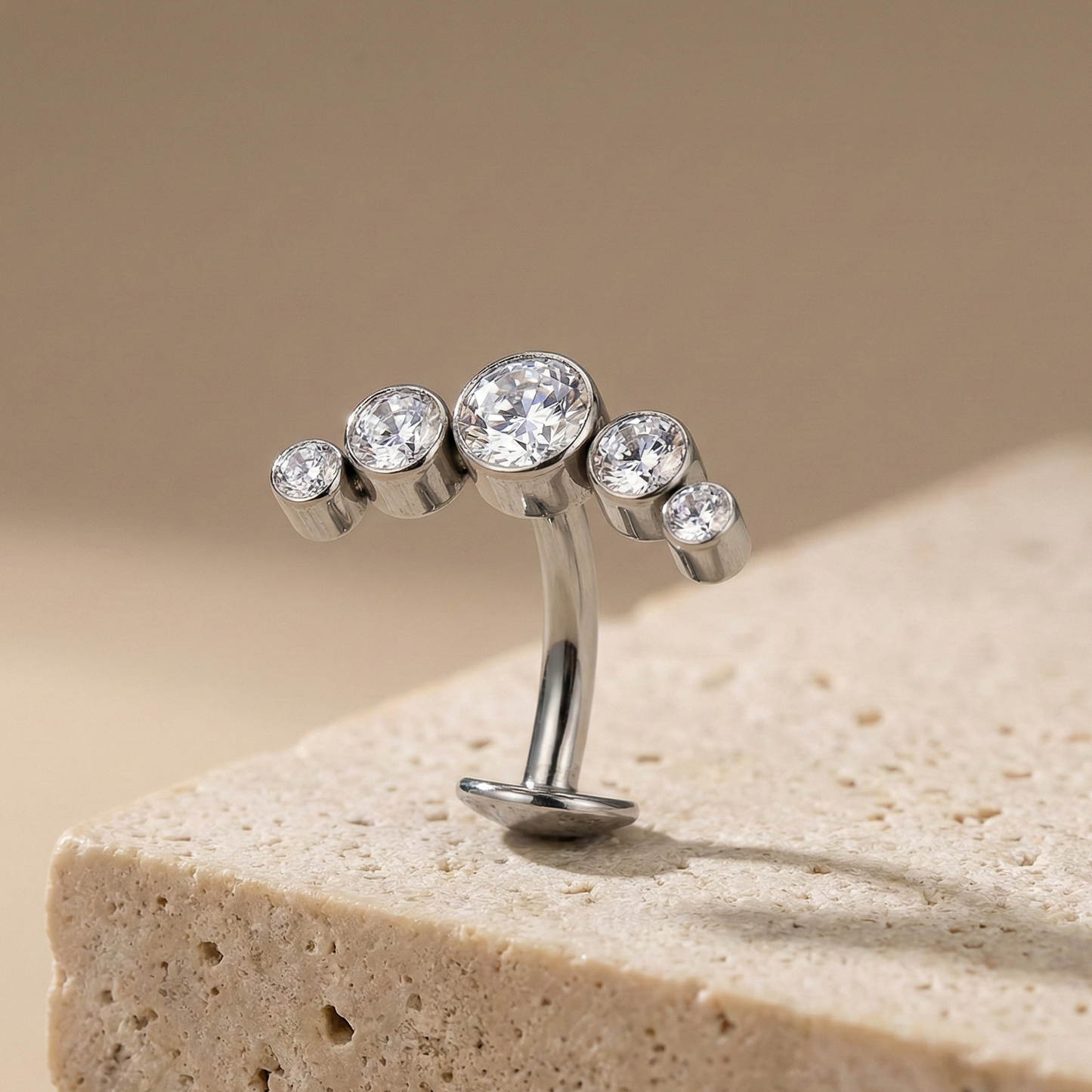 Tia - Titanium Floating Multi-stone Belly Ring