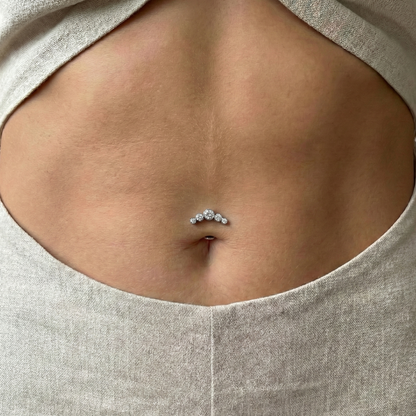 Tia - Titanium Floating Multi-stone Belly Ring