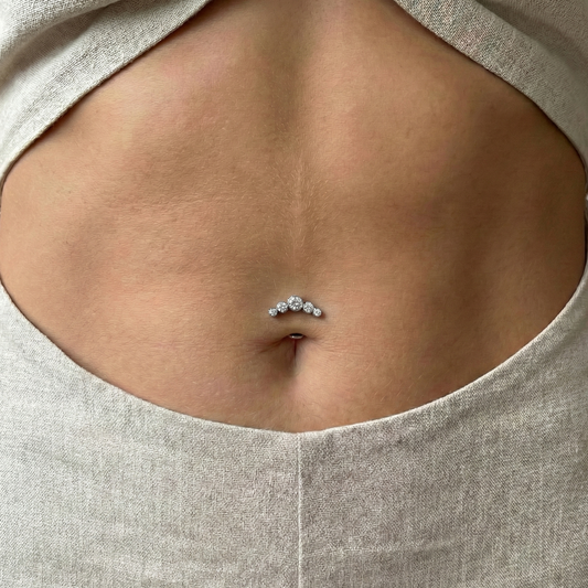 Tia - Titanium Floating Multi-stone Belly Ring
