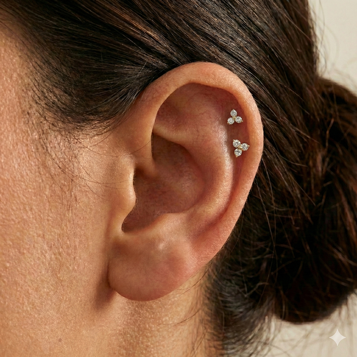 Trinity - Titanium Tristone Stud – hypoallergenic piercing jewellery by Cura