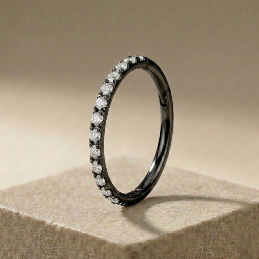 Vera - Titanium Segment Ring with Side Facing Stones