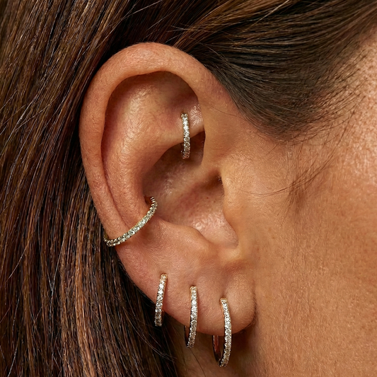 Vera - Titanium Segment Ring with Side Facing Stones – hypoallergenic piercing jewellery by Cura
