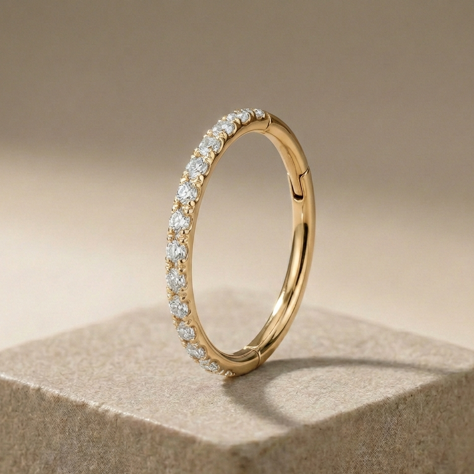 Vera - Titanium Segment Ring with Side Facing Stones