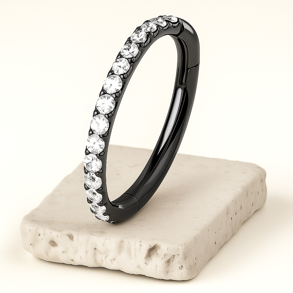 Vera - Titanium Segment Ring with Side Facing Stones