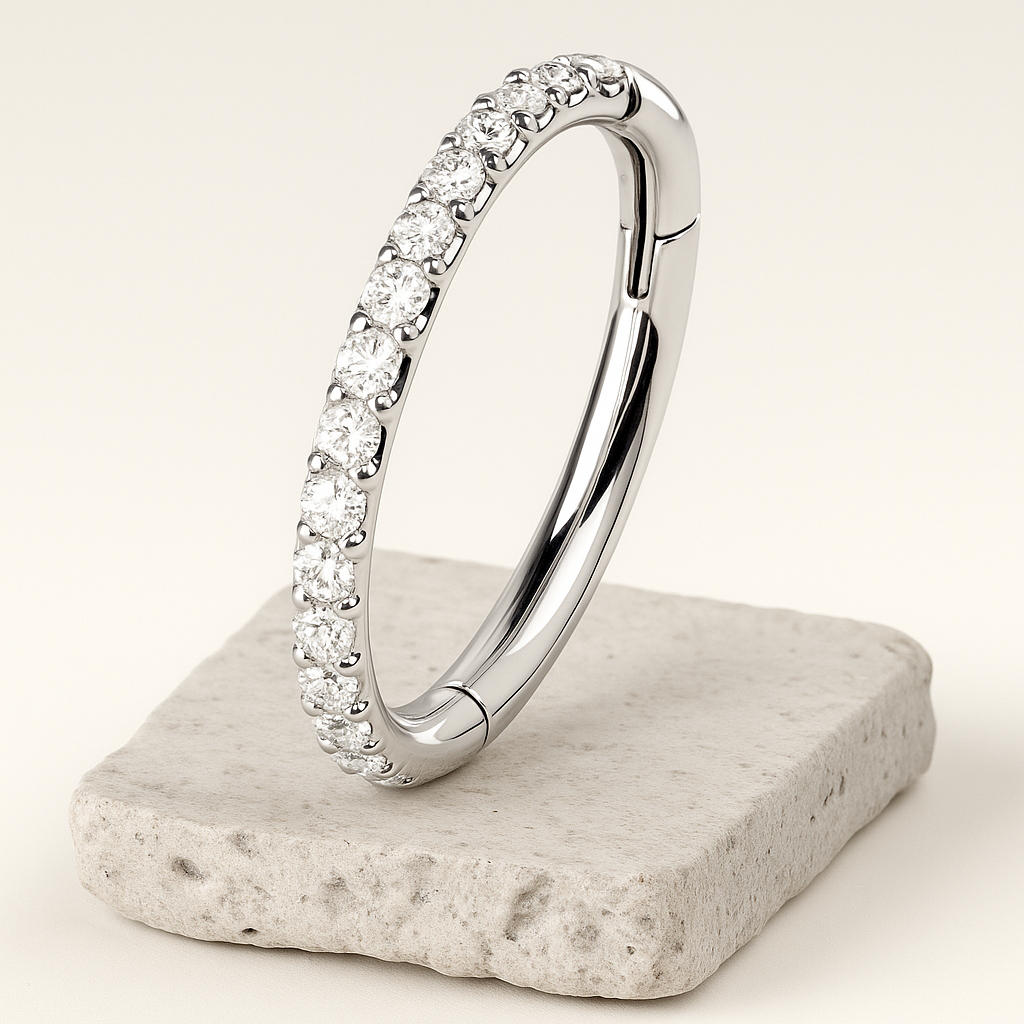 Vera - Titanium Segment Ring with Side Facing Stones