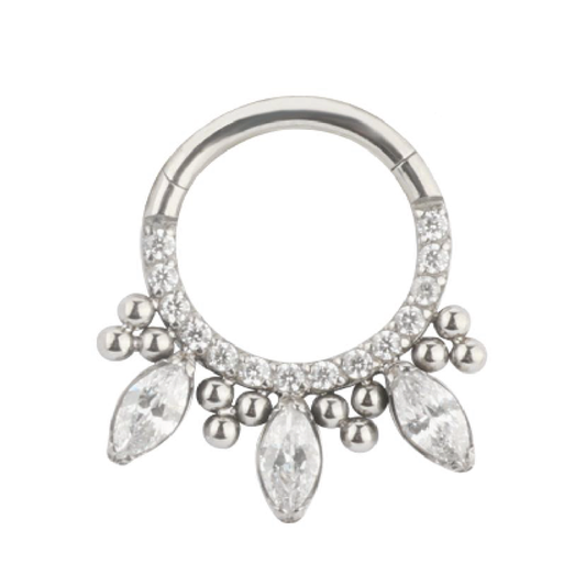 Victoria - Titanium Jewelled Marquise Cluster Daith / Septum Ring – hypoallergenic piercing jewellery by Cura