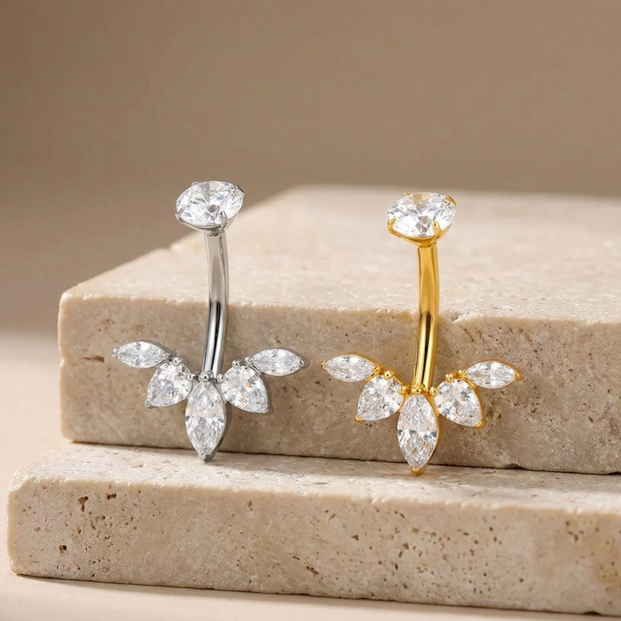 Yasmina - Titanium Floral Belly Ring