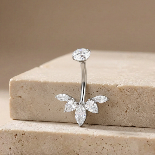 Yasmina - Titanium Floral Belly Ring