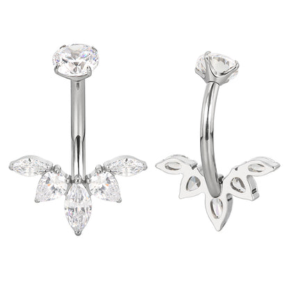 Yasmina - Titanium Floral Belly Ring