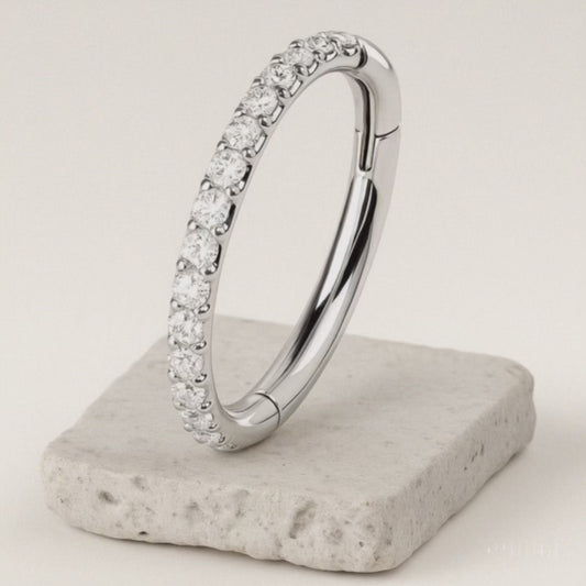 Vera - Titanium Segment Ring with Side Facing Stones